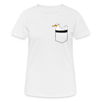Ente Brusttasche - Frauen T-Shirt atmungsaktiv - Weiß - Vorne - AI Model Female 172 dark (172cm)