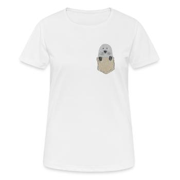 Sceau drôle dans la poche de poitrine - T-shirt respirant Femme - blanc - Devant - AI Model Female 172 dark (172cm)