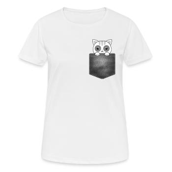 pocket design with cat looking out the top - Women's Breathable T-Shirt - white - Front - AI Model Female 172 dark (172cm)