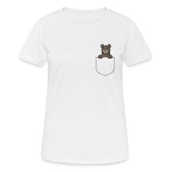 Hemd Tasche Bär Brusttasche Geschenk Bären Brust - Frauen T-Shirt atmungsaktiv - Weiß - Vorne - AI Model Female 172 dark (172cm)