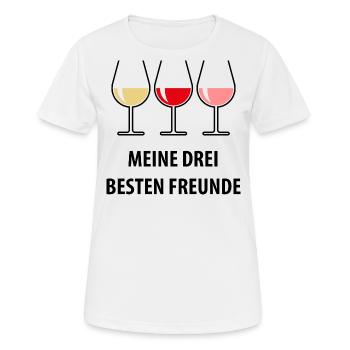 Meine Drei Besten Freunde (Wein Bauchig Offen) - Frauen T-Shirt atmungsaktiv - Weiß - Vorne - AI Model Female 172 dark (172cm)