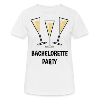 Bachelorette Party (Sparkling Wine Funnel Shut 2C) - Women's Breathable T-Shirt - white - Front - AI Model Female 172 dark (172cm)