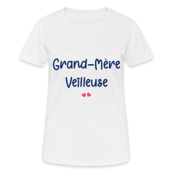 Grand Mère Veilleuse - T-shirt respirant Femme - blanc - Devant - AI Model Female 172 dark (172cm)
