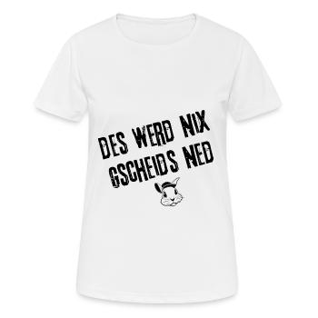 GscheidsNed_Vorhaben | Redewendung - Frauen T-Shirt atmungsaktiv - Weiß - Vorne - AI Model Female 172 dark (172cm)