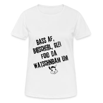 BassAf_BirscherlWatschnbam | Redewendung - Frauen T-Shirt atmungsaktiv - Weiß - Vorne - AI Model Female 172 dark (172cm)