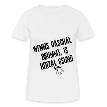 OaschalBrummt_HerzalGsund_Style | Redewendung - Frauen T-Shirt atmungsaktiv - Weiß - Vorne - AI Model Female 172 dark (172cm)