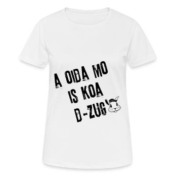 OidaMo_Zugfrei | Redewendung - Frauen T-Shirt atmungsaktiv - Weiß - Vorne - AI Model Female 172 dark (172cm)