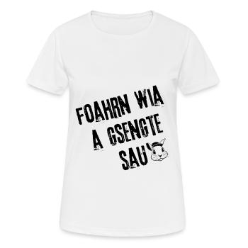 GsengteSau_OnTheRoad | Redewendung - Frauen T-Shirt atmungsaktiv - Weiß - Vorne - AI Model Female 172 dark (172cm)