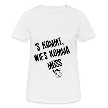 Komma wie´s kommt | Redewendung - Frauen T-Shirt atmungsaktiv - Weiß - Vorne - AI Model Female 172 dark (172cm)