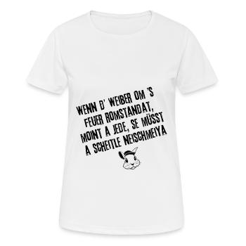 Schwäbische Frauenweisheit | Redewendung - Frauen T-Shirt atmungsaktiv - Weiß - Vorne - AI Model Female 172 dark (172cm)
