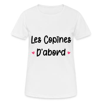 Les copines d'abord - T-shirt respirant Femme - blanc - Devant - AI Model Female 172 dark (172cm)