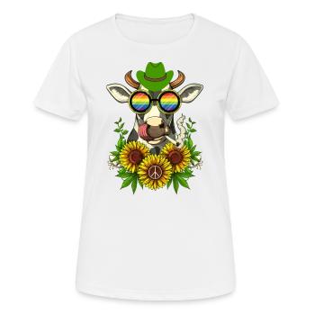 Kuh Regenbogen Bauernhof Hippie Frieden Geschenk - Frauen T-Shirt atmungsaktiv - Weiß - Vorne - AI Model Female 172 dark (172cm)