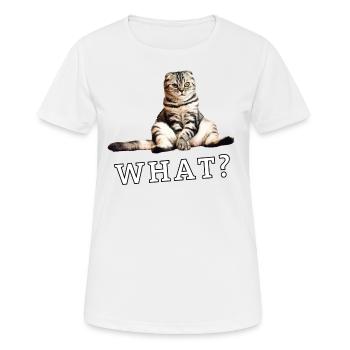 Cat – What? - Women's Breathable T-Shirt - white - Front - AI Model Female 172 dark (172cm)