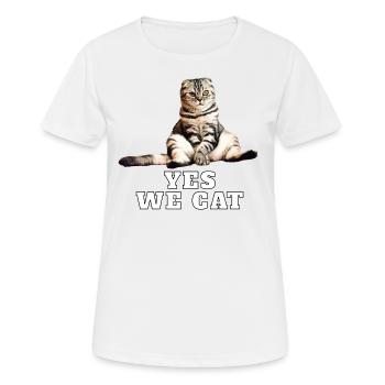 Katze – Yes We Cat - Frauen T-Shirt atmungsaktiv - Weiß - Vorne - AI Model Female 172 dark (172cm)