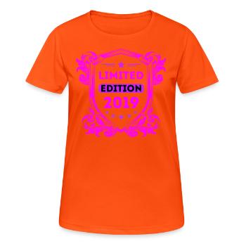 2019 - Frauen T-Shirt atmungsaktiv - Neonorange - Vorne - AI Model Female 172 dark (172cm)