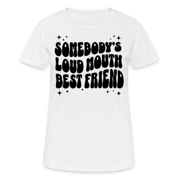 Phrase Humoristique Meilleure Amie Bavarde - T-shirt respirant Femme - blanc - Devant - AI Model Female 172 dark (172cm)