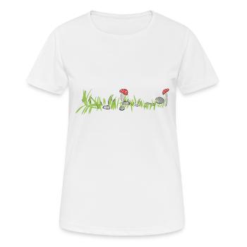 Herbe Nature Champignon Surface Sol - T-shirt respirant Femme - blanc - Devant - AI Model Female 172 dark (172cm)