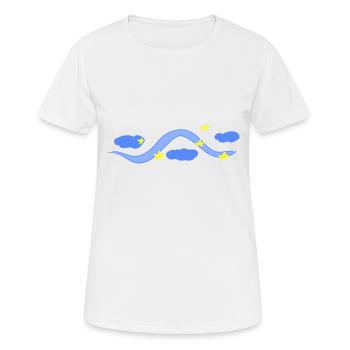 linie strich blau wolken himmel nacht stern - Frauen T-Shirt atmungsaktiv - Weiß - Vorne - AI Model Female 172 dark (172cm)