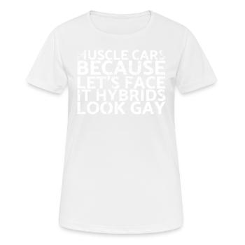 Muscle Cars, because let's be honest for muscle - Women's Breathable T-Shirt - white - Front - AI Model Female 172 dark (172cm)
