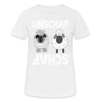 Schaf Unschaf Wortwitz, Schafe - Frauen T-Shirt atmungsaktiv - Weiß - Vorne - AI Model Female 172 dark (172cm)