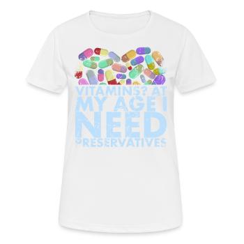 Vitamines à mon âge dont j’ai besoin - T-shirt respirant Femme - blanc - Devant - AI Model Female 172 dark (172cm)