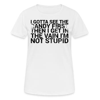 Ich Muss Den Ersten Lustigen Humor Für Erwachsene - Frauen T-Shirt atmungsaktiv - Weiß - Vorne - AI Model Female 172 dark (172cm)