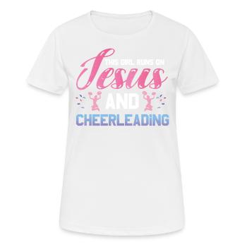 This girl runs on Jesus and cheers the - Women's Breathable T-Shirt - white - Front - AI Model Female 172 dark (172cm)