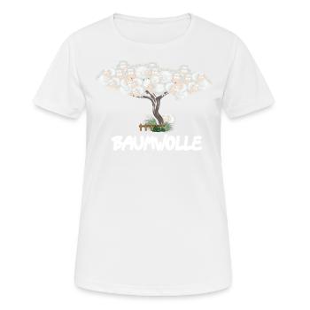 Baumwolle Wortspiel Schaf auf Baum, Schaf - Frauen T-Shirt atmungsaktiv - Weiß - Vorne - AI Model Female 172 dark (172cm)
