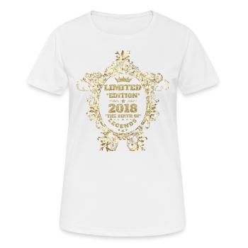 2018 - Frauen T-Shirt atmungsaktiv - Weiß - Vorne - AI Model Female 172 dark (172cm)