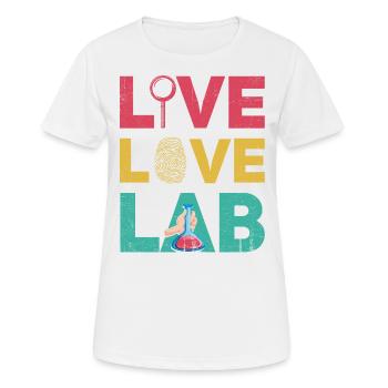 Live Love Lab, Enquêteur - T-shirt respirant Femme - blanc - Devant - AI Model Female 172 dark (172cm)