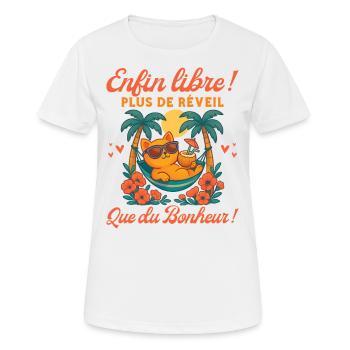 Enfin Libérée Retraitée Femme 2025 Retraite Femme - T-shirt respirant Femme - blanc - Devant - AI Model Female 172 dark (172cm)