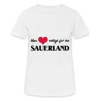 mon coeur bat pour le Sauerland - T-shirt respirant Femme - blanc - Devant - AI Model Female 172 dark (172cm)