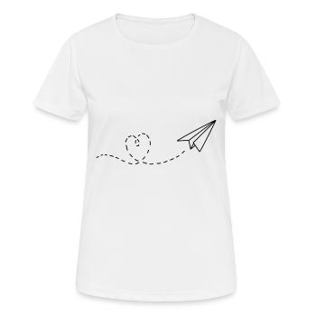 Papier Flieger Herz - Frauen T-Shirt atmungsaktiv - Weiß - Vorne - AI Model Female 172 dark (172cm)