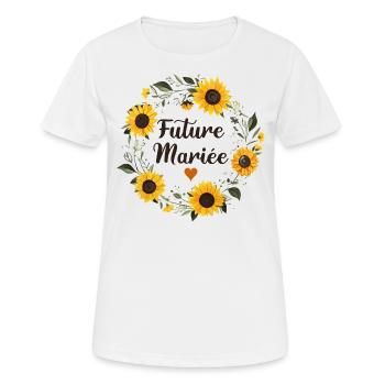 Mariage Femme EVJF Pour Femme Future Mariée - T-shirt respirant Femme - blanc - Devant - AI Model Female 172 dark (172cm)