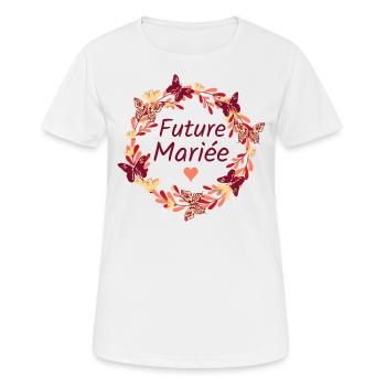 Mariage Femme EVJF Pour Femme Future Mariée - T-shirt respirant Femme - blanc - Devant - AI Model Female 172 dark (172cm)