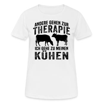 andere gehen zur therapie ich gehe zu meinen kühen - Frauen T-Shirt atmungsaktiv - Weiß - Vorne - AI Model Female 172 dark (172cm)