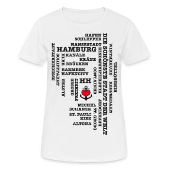 Hamburg concepts / heart on anchor / Text Black - Women's Breathable T-Shirt - white - Front - AI Model Female 172 dark (172cm)