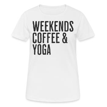 Entspannendes Zen-Wochenende Kaffee & Yoga - Frauen T-Shirt atmungsaktiv - Weiß - Vorne - AI Model Female 172 dark (172cm)