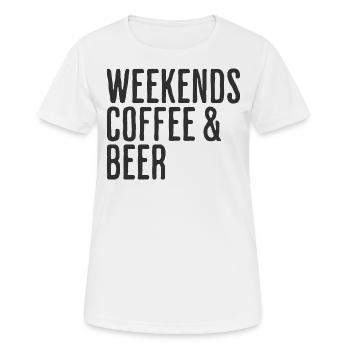 Kaffee- und Bierwochenenden Comedy-Wochenende - Frauen T-Shirt atmungsaktiv - Weiß - Vorne - AI Model Female 172 dark (172cm)