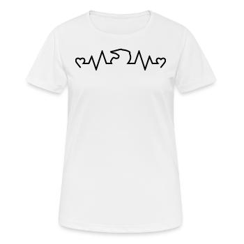 Herzfrequenzhelm für Biker und Biker - Frauen T-Shirt atmungsaktiv - Weiß - Vorne - AI Model Female 172 dark (172cm)