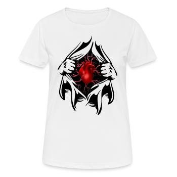 Brustkorb mit rotem Herz - Frauen T-Shirt atmungsaktiv - Weiß - Vorne - AI Model Female 172 dark (172cm)