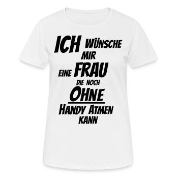 Handy - suche echte Frau - Frauen T-Shirt atmungsaktiv - Weiß - Vorne - AI Model Female 172 dark (172cm)