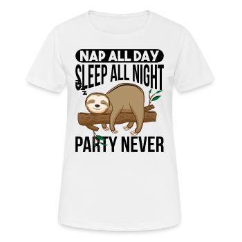 Sieste toute la journée dormir toute la journée - T-shirt respirant Femme - blanc - Devant - AI Model Female 172 dark (172cm)