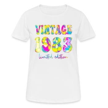 Vintage 1983 Limited Edition Tie Dye, Gif d’anniversaire - T-shirt respirant Femme - blanc - Devant - AI Model Female 172 dark (172cm)