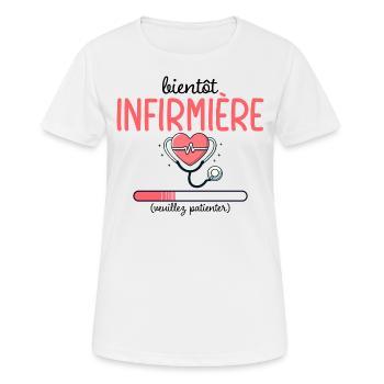 Métier Infirmière En Cours Bientôt Infirmière - T-shirt respirant Femme - blanc - Devant - AI Model Female 172 dark (172cm)