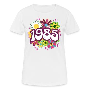 Retro Groovy Jahr 1985 Frauen 40 Jahre alter Geburtstag - Frauen T-Shirt atmungsaktiv - Weiß - Vorne - AI Model Female 172 dark (172cm)