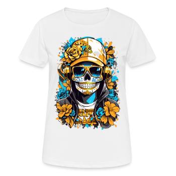 Goldene Zucker Schädel - Frauen T-Shirt atmungsaktiv - Weiß - Vorne - AI Model Female 172 dark (172cm)