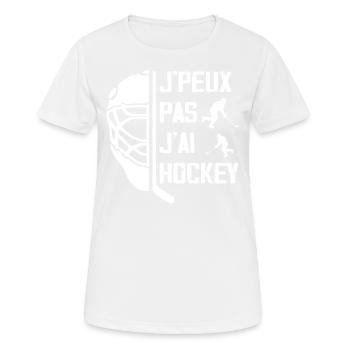 Ich kann keine Hockey-Geschenkidee haben - Frauen T-Shirt atmungsaktiv - Weiß - Vorne - AI Model Female 172 dark (172cm)