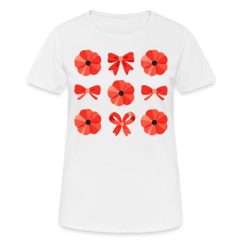 Mohnblume Schleife für Damen - Frauen T-Shirt atmungsaktiv - Weiß - Vorne - AI Model Female 172 dark (172cm)