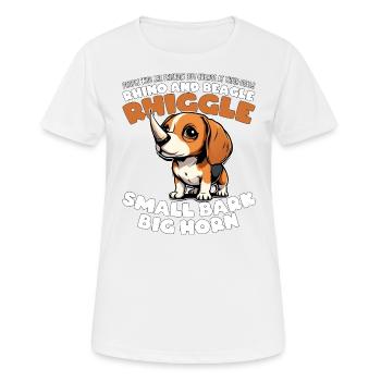 PETITE ÉCORCE, GRANDE CORNE - RHINOCÉROS ET BEAGLE - RHIGGLE - T-shirt respirant Femme - blanc - Devant - AI Model Female 172 dark (172cm)